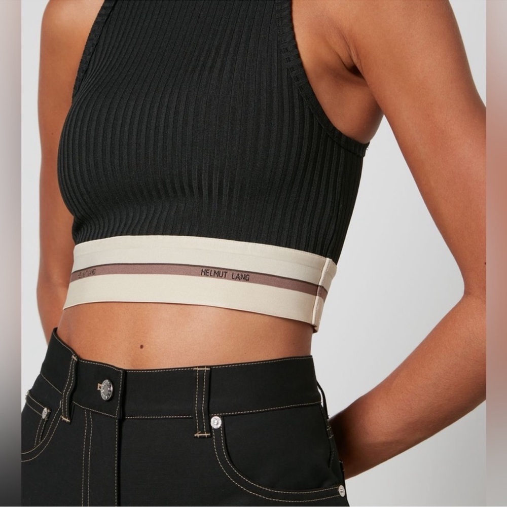 HELMUT LANG spell out logo CROPPED TANK TOP XS
